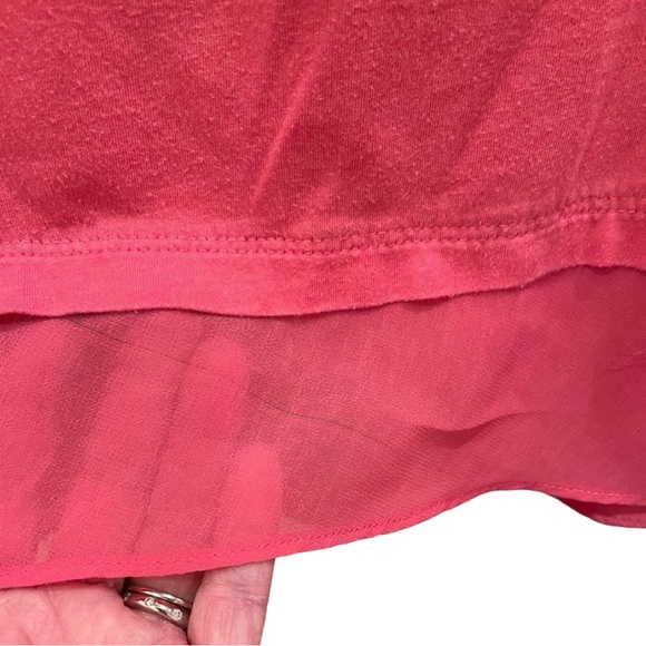 LOGO By Lori Goldstein 3/4 Sleeve Top With Chiffon Trim In Pink. Size 2X - Picture 6 of 11